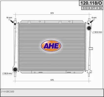 AHE 120.118/O - Radiator, engine cooling autospares.lv