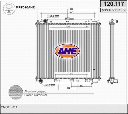 AHE 120.117 - Radiator, engine cooling autospares.lv