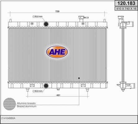 AHE 120.183 - Radiator, engine cooling autospares.lv