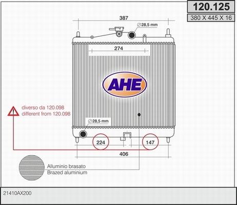 AHE 120.125 - Radiator, engine cooling autospares.lv