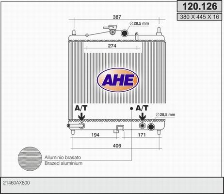 AHE 120.126 - Radiator, engine cooling autospares.lv