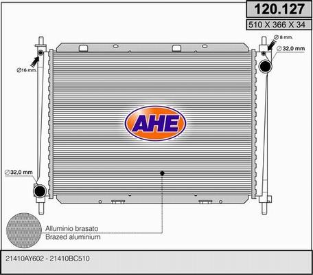 AHE 120.127 - Radiator, engine cooling autospares.lv