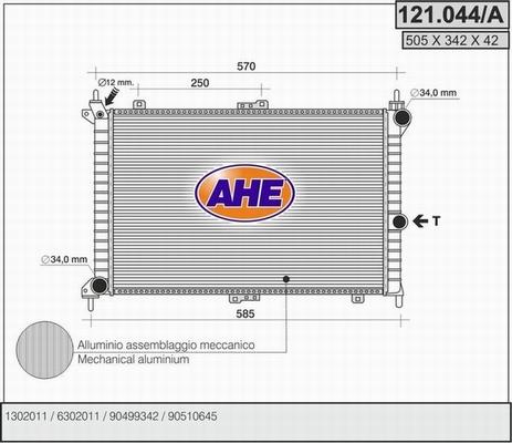 AHE 121.044/A - Radiator, engine cooling autospares.lv