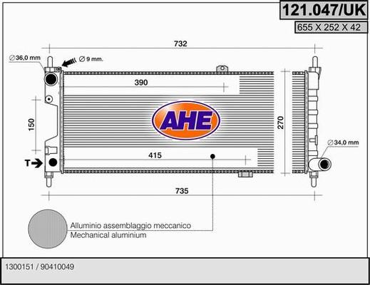 AHE 121.047/UK - Radiator, engine cooling autospares.lv