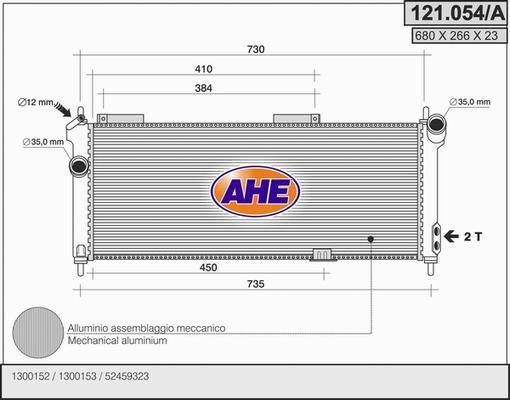 AHE 121.054/A - Radiator, engine cooling autospares.lv