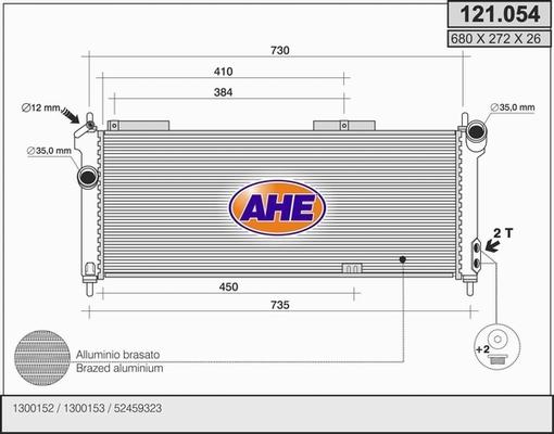 AHE 121.054 - Radiator, engine cooling autospares.lv