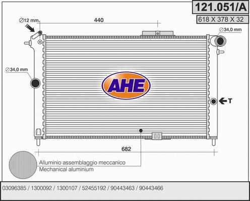 AHE 121.051/A - Radiator, engine cooling autospares.lv