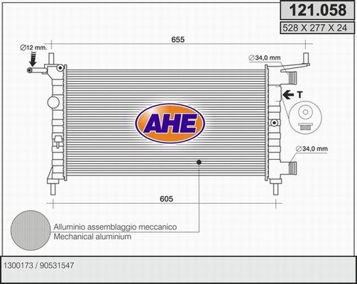 AHE 121.058 - Radiator, engine cooling autospares.lv