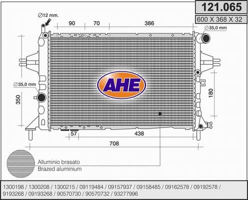 AHE 121.065 - Radiator, engine cooling autospares.lv