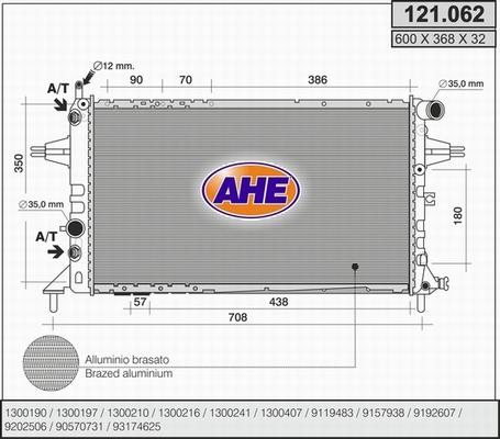 AHE 121.062 - Radiator, engine cooling autospares.lv