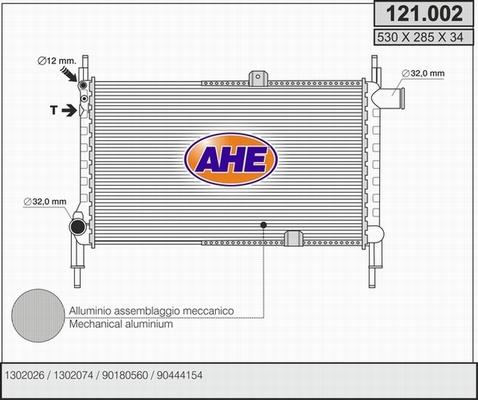 AHE 121.002 - Radiator, engine cooling autospares.lv