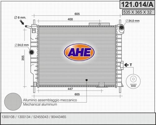 AHE 121.014/A - Radiator, engine cooling autospares.lv