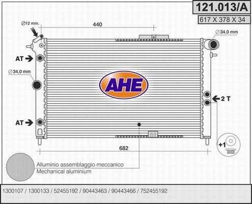 AHE 121.013/A - Radiator, engine cooling autospares.lv