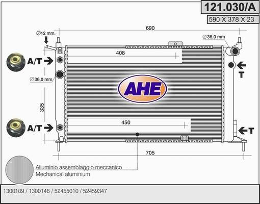 AHE 121.030/A - Radiator, engine cooling autospares.lv