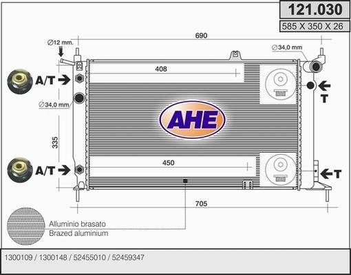 AHE 121.030 - Radiator, engine cooling autospares.lv