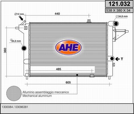 AHE 121.032 - Radiator, engine cooling autospares.lv