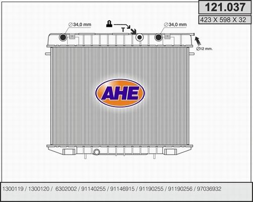 AHE 121.037 - Radiator, engine cooling autospares.lv