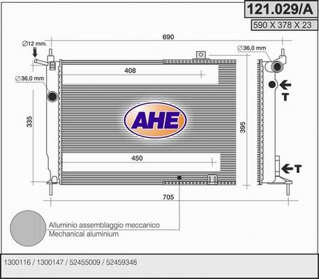 AHE 121.029/A - Radiator, engine cooling autospares.lv