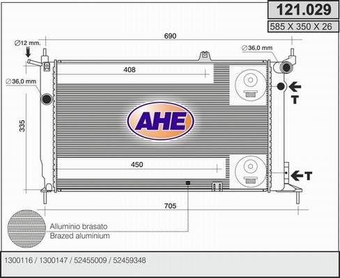 AHE 121.029 - Radiator, engine cooling autospares.lv