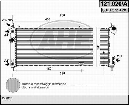 AHE 121.020/A - Radiator, engine cooling autospares.lv