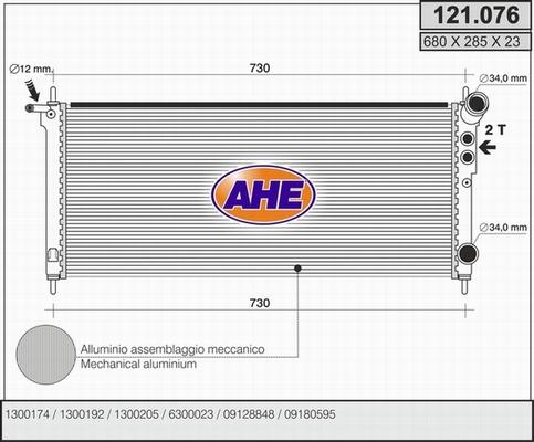 AHE 121.076 - Radiator, engine cooling autospares.lv