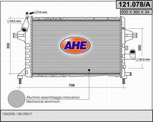 AHE 121.078/A - Radiator, engine cooling autospares.lv