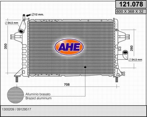 AHE 121.078 - Radiator, engine cooling autospares.lv