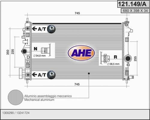 AHE 121.149/A - Radiator, engine cooling autospares.lv