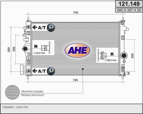 AHE 121.149 - Radiator, engine cooling autospares.lv