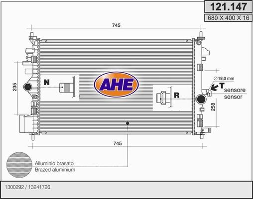 AHE 121.147 - Radiator, engine cooling autospares.lv