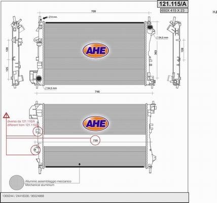 AHE 121.115/A - Radiator, engine cooling autospares.lv