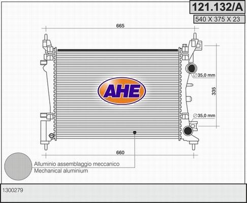 AHE 121.132/A - Radiator, engine cooling autospares.lv