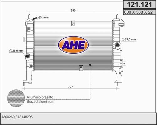 AHE 121.121 - Radiator, engine cooling autospares.lv