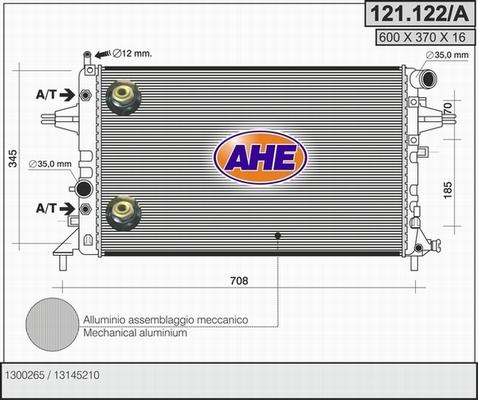 AHE 121.122/A - Radiator, engine cooling autospares.lv