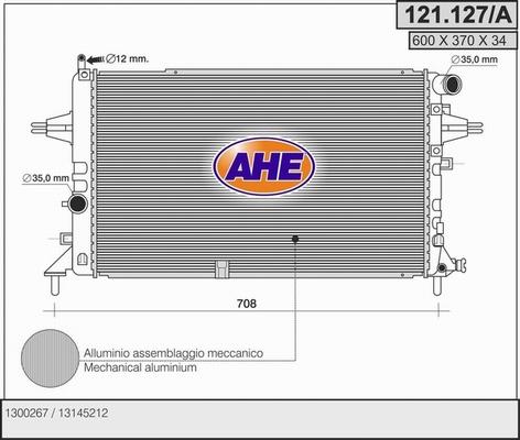 AHE 121.127/A - Radiator, engine cooling autospares.lv