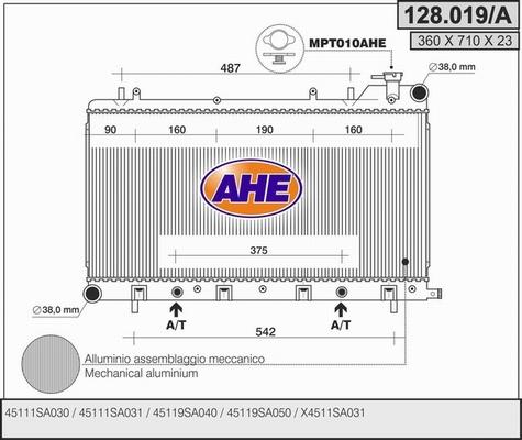 AHE 128.019/A - Radiator, engine cooling autospares.lv