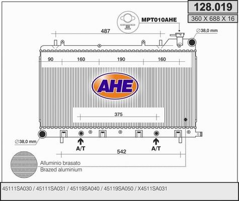 AHE 128.019 - Radiator, engine cooling autospares.lv