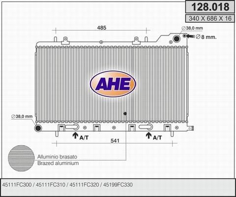 AHE 128.018 - Radiator, engine cooling autospares.lv