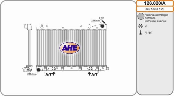 AHE 128.020/A - Radiator, engine cooling autospares.lv