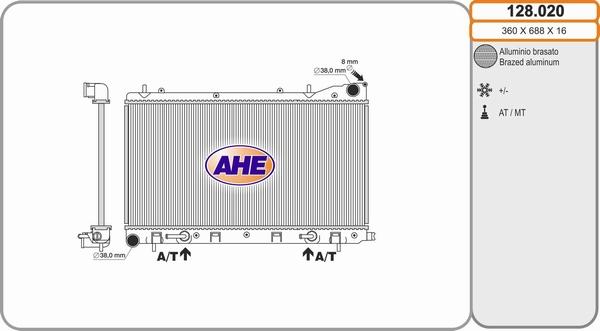 AHE 128.020 - Radiator, engine cooling autospares.lv