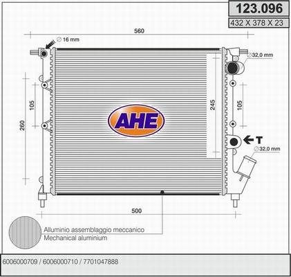 AHE 123.096 - Radiator, engine cooling autospares.lv