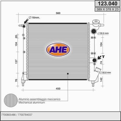 AHE 123.040 - Radiator, engine cooling autospares.lv