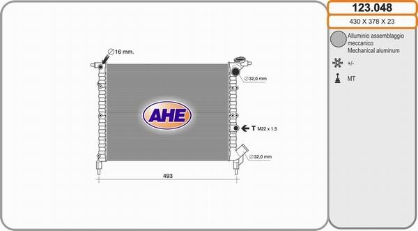 AHE 123.048 - Radiator, engine cooling autospares.lv