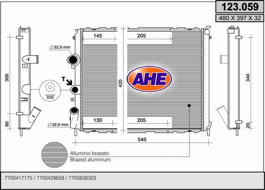 AHE 123.059 - Radiator, engine cooling autospares.lv