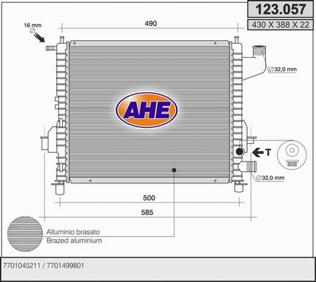 AHE 123.057 - Radiator, engine cooling autospares.lv