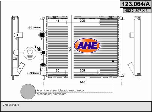 AHE 123.064/A - Radiator, engine cooling autospares.lv