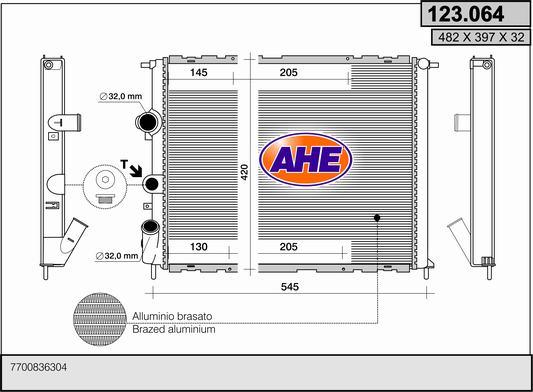 AHE 123.064 - Radiator, engine cooling autospares.lv