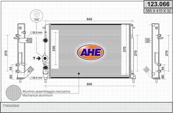 AHE 123.066 - Radiator, engine cooling autospares.lv