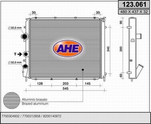 AHE 123.061 - Radiator, engine cooling autospares.lv