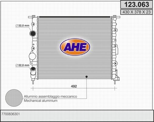 AHE 123.063 - Radiator, engine cooling autospares.lv